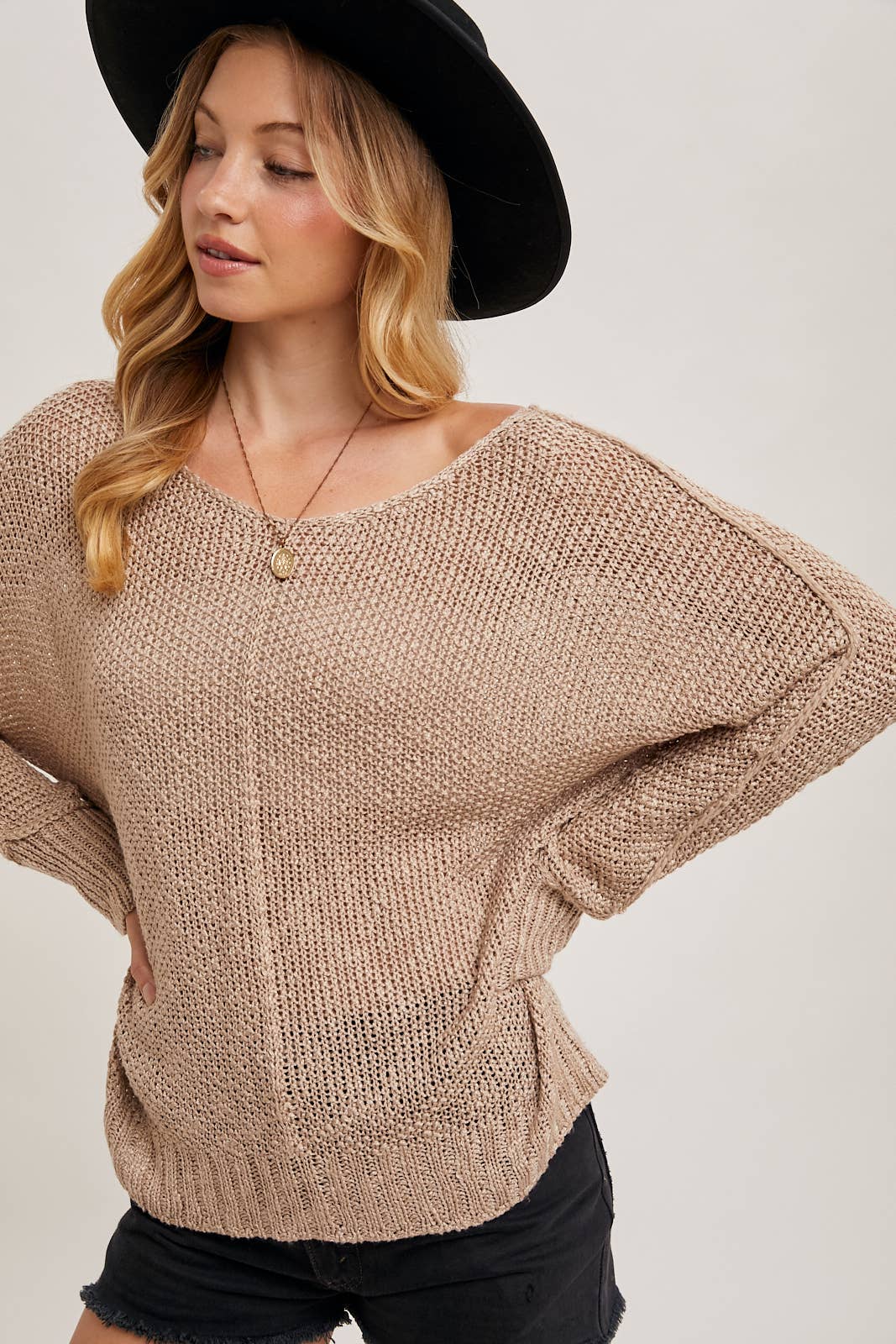 Lightweight Knit Sweater (Mocha)
