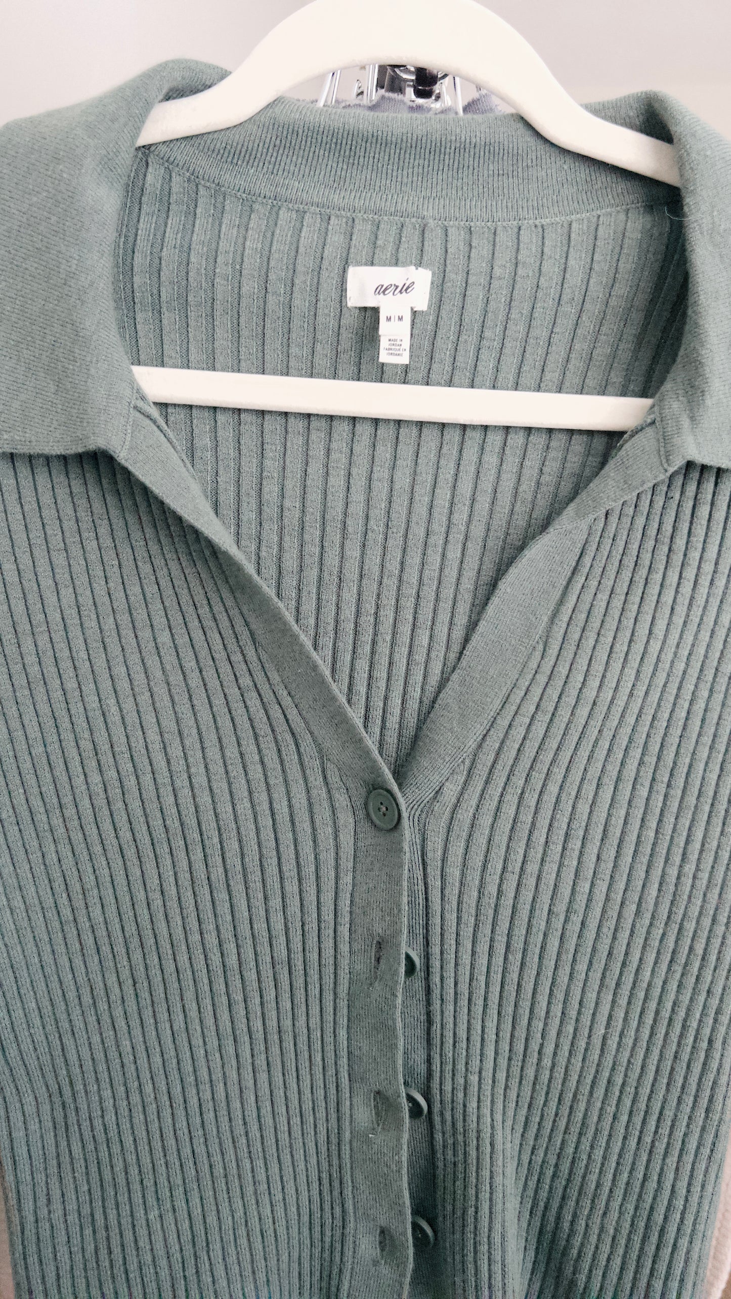 Aerie Ribbed Button Shirt - Size Medium