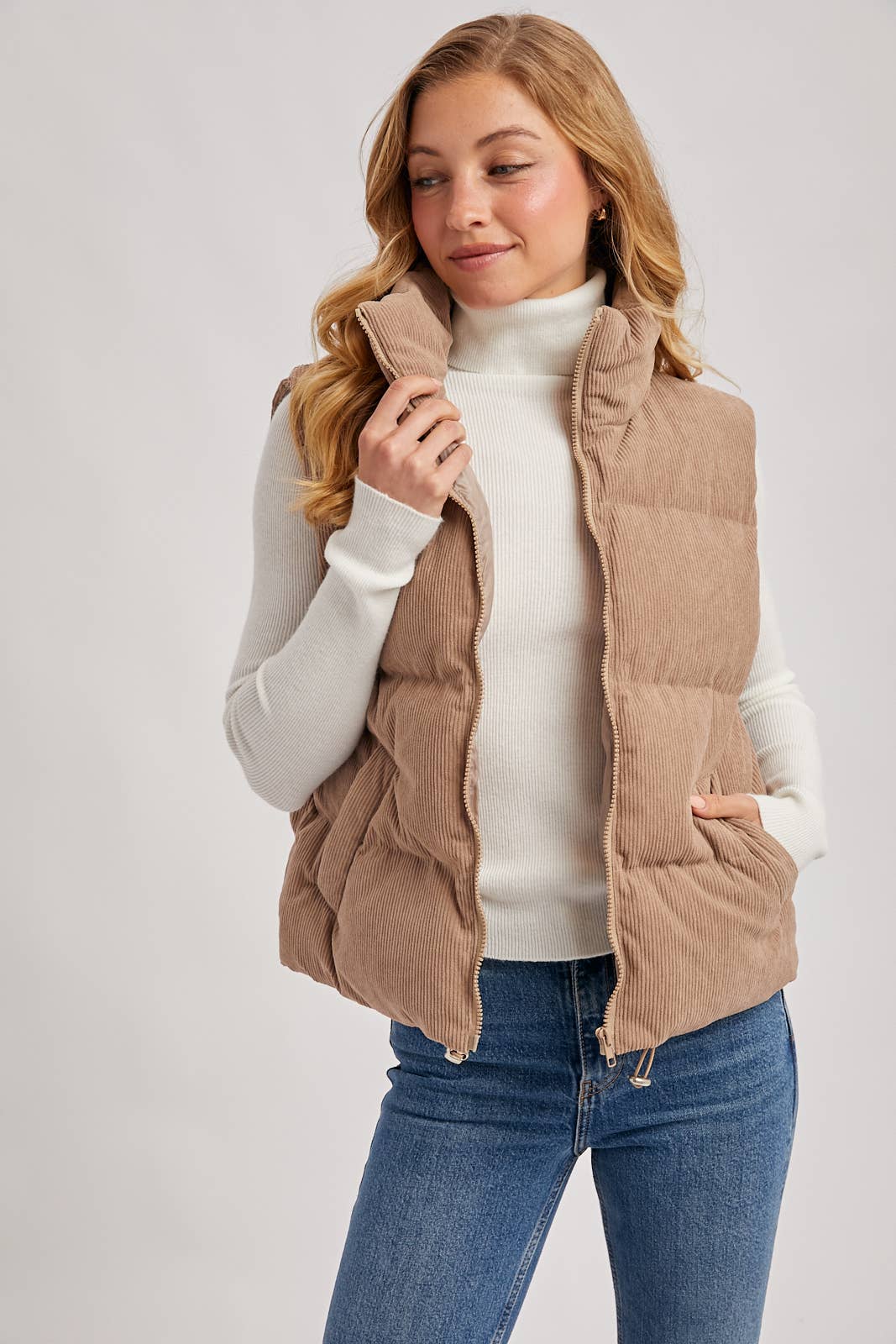 Corduroy Puffer Vest (Mocha)