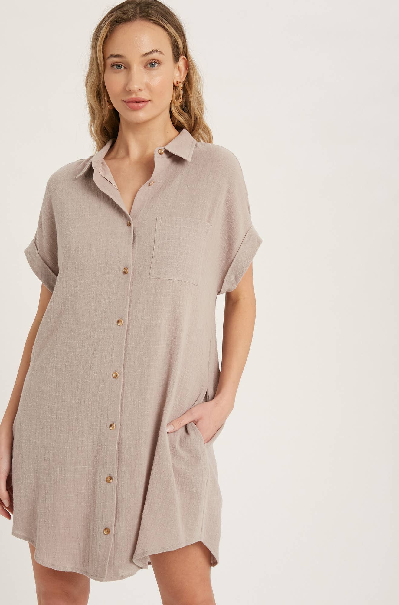 Classic Button T-Shirt Dress