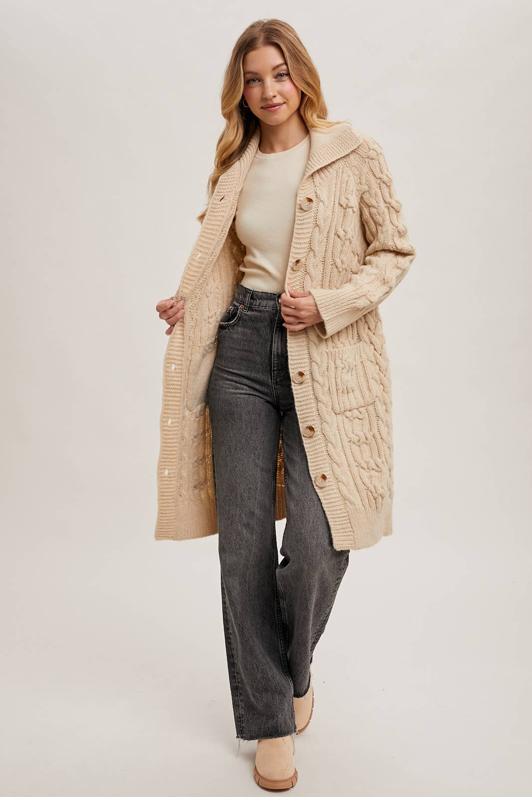 Cable Knit Cardigan (2 colors)