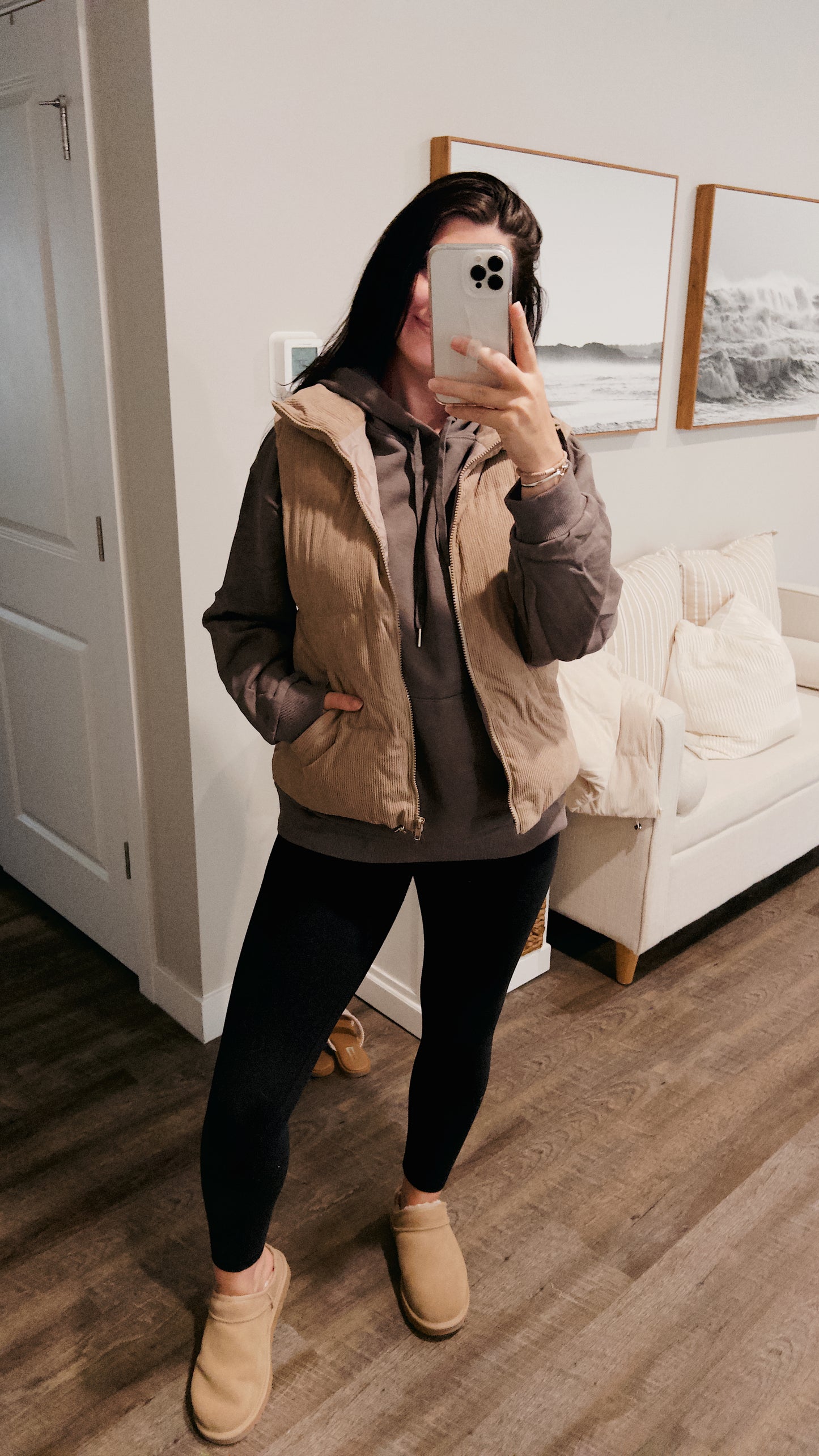 Corduroy Puffer Vest (Mocha)