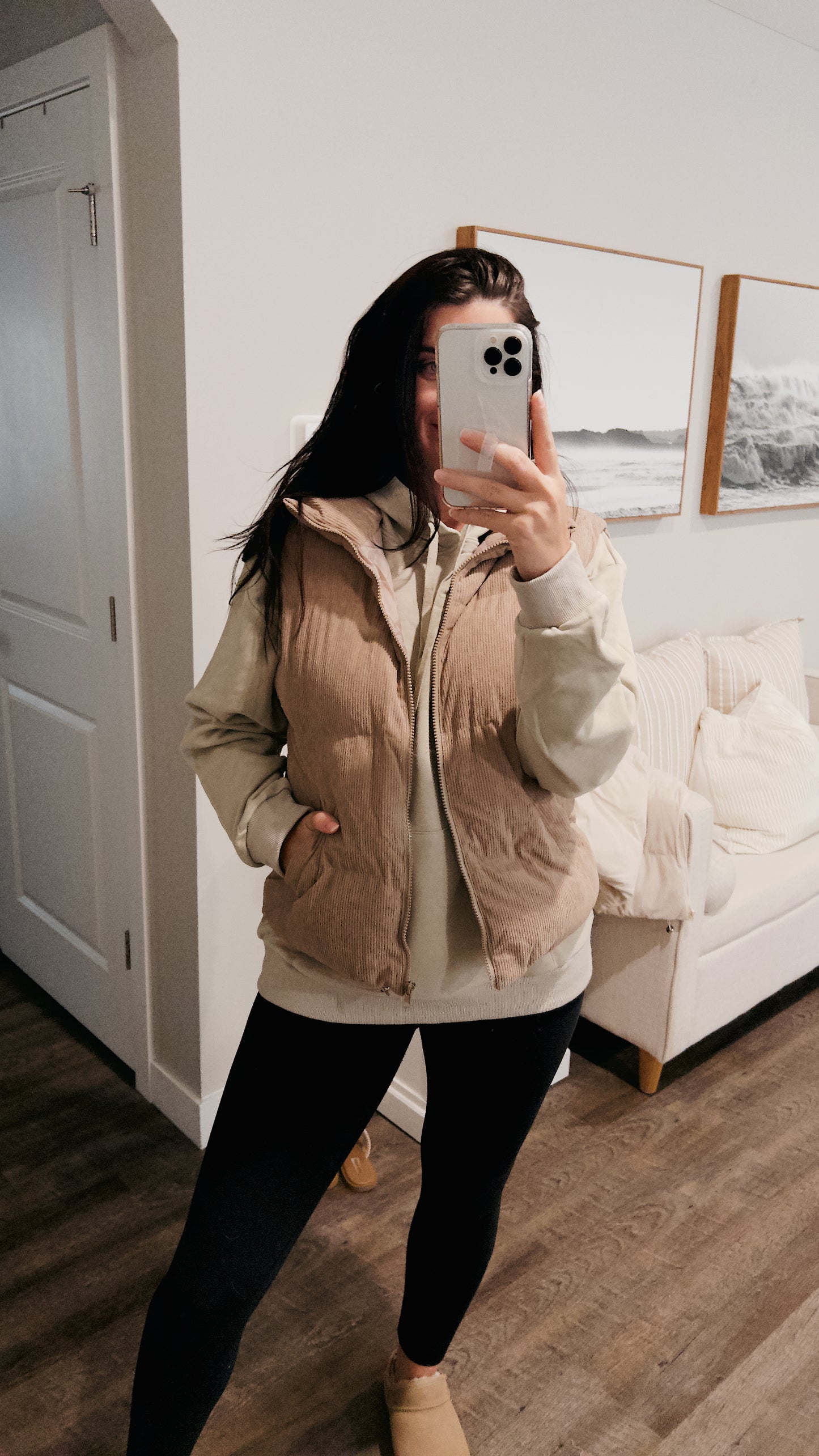 Corduroy Puffer Vest (Mocha)