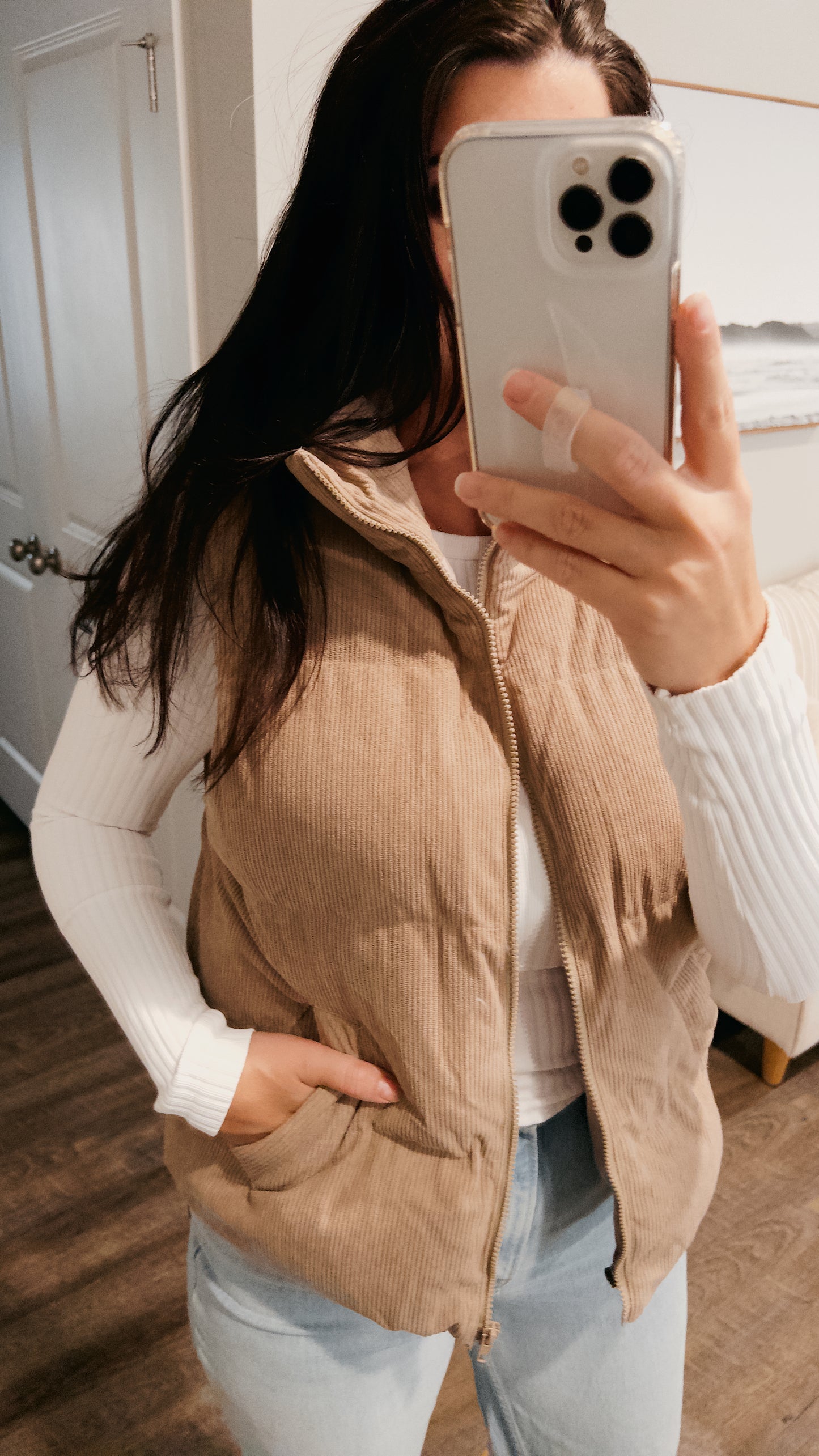 Corduroy Puffer Vest (Mocha)