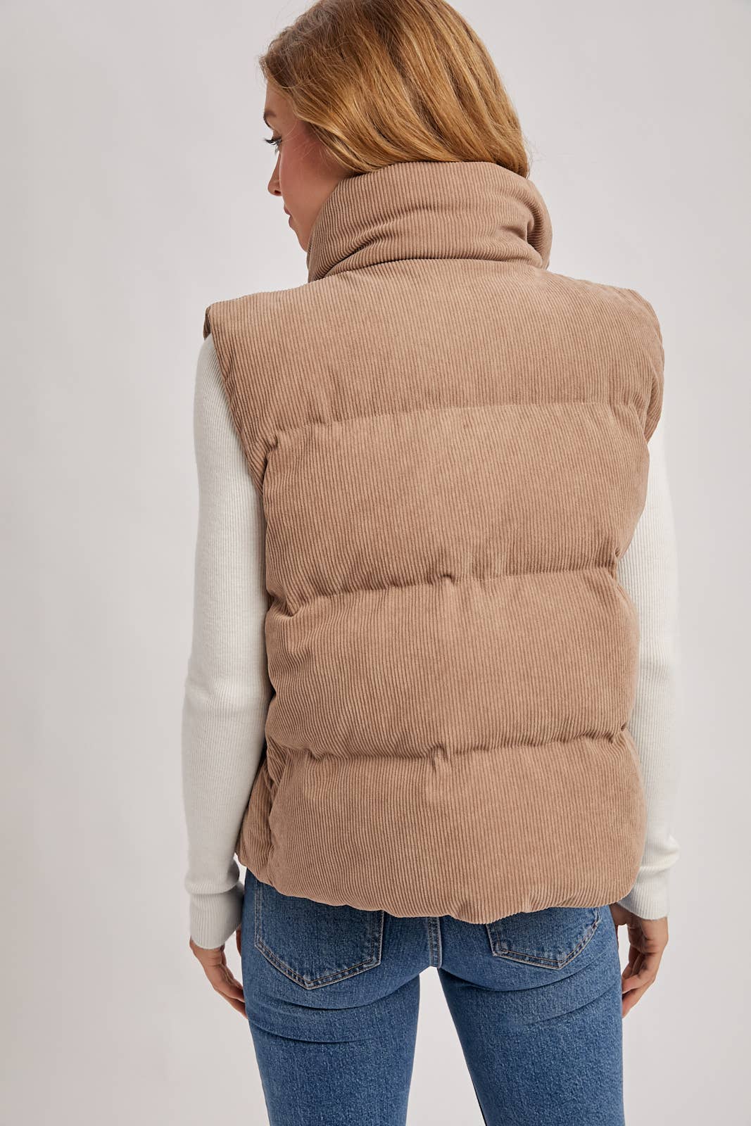 Corduroy Puffer Vest (Mocha)