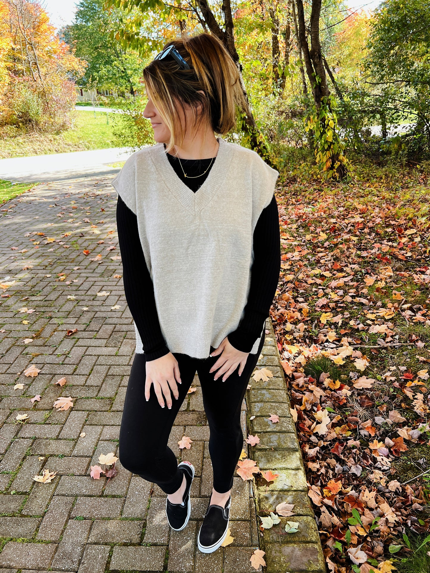 Oversized Knit Vest - Oatmeal