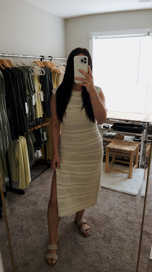 Cotton Crochet Midi Dress