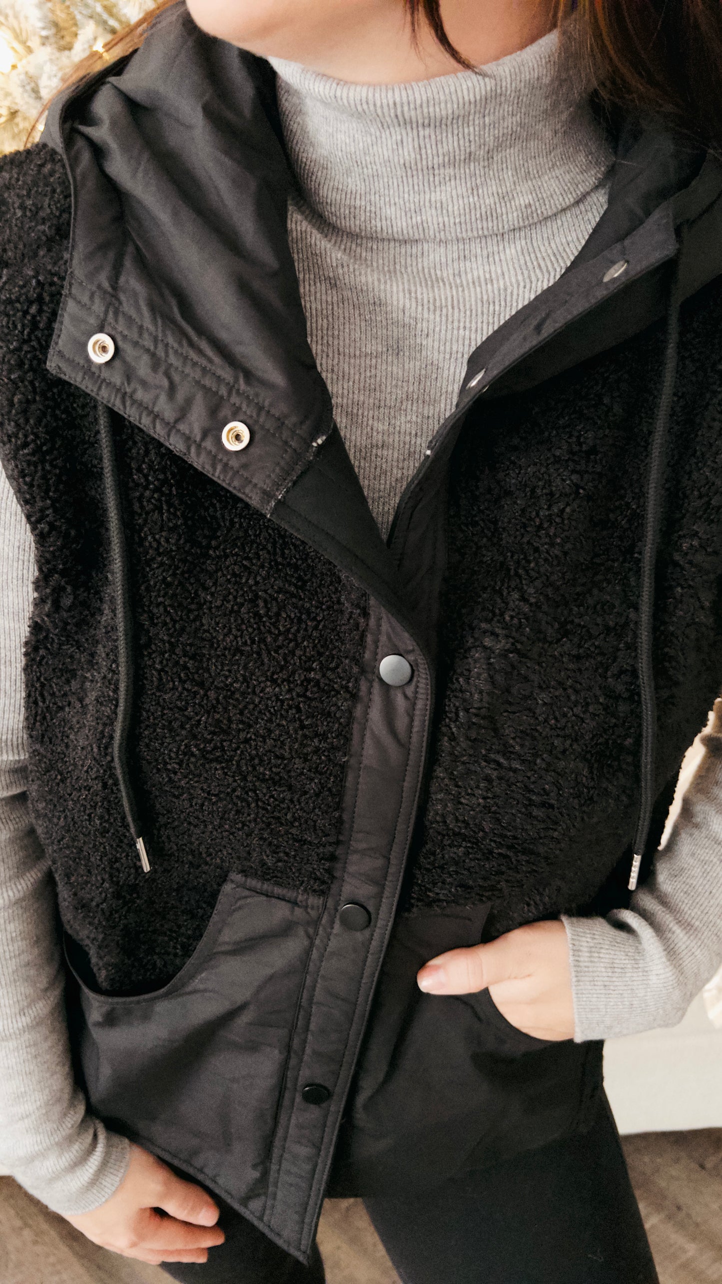 Essential Faux Suede/Sherpa Vest