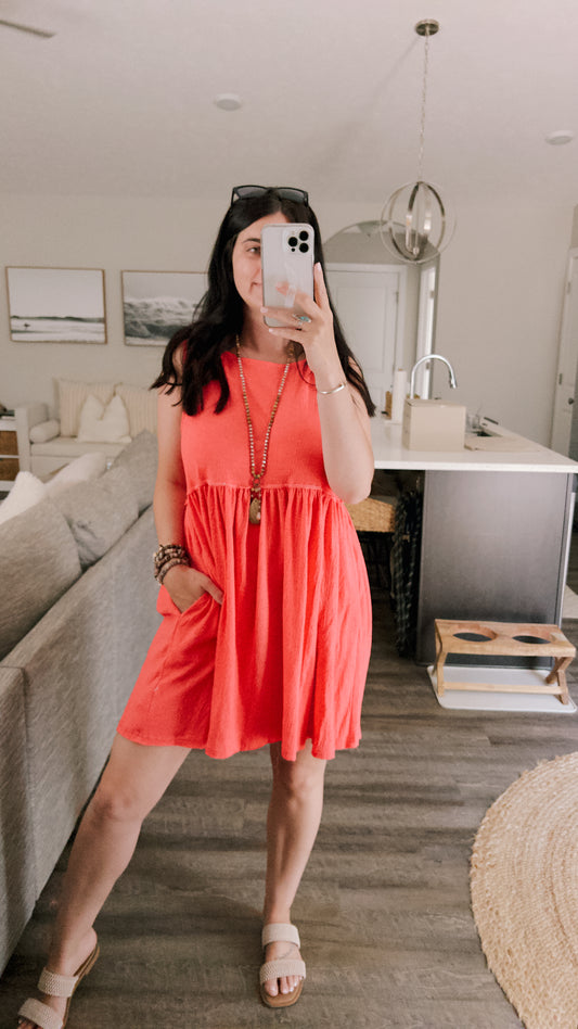 Sunday Sundress - Coral Pink