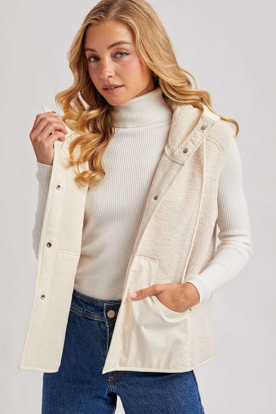 Essential Faux Suede/Sherpa Vest