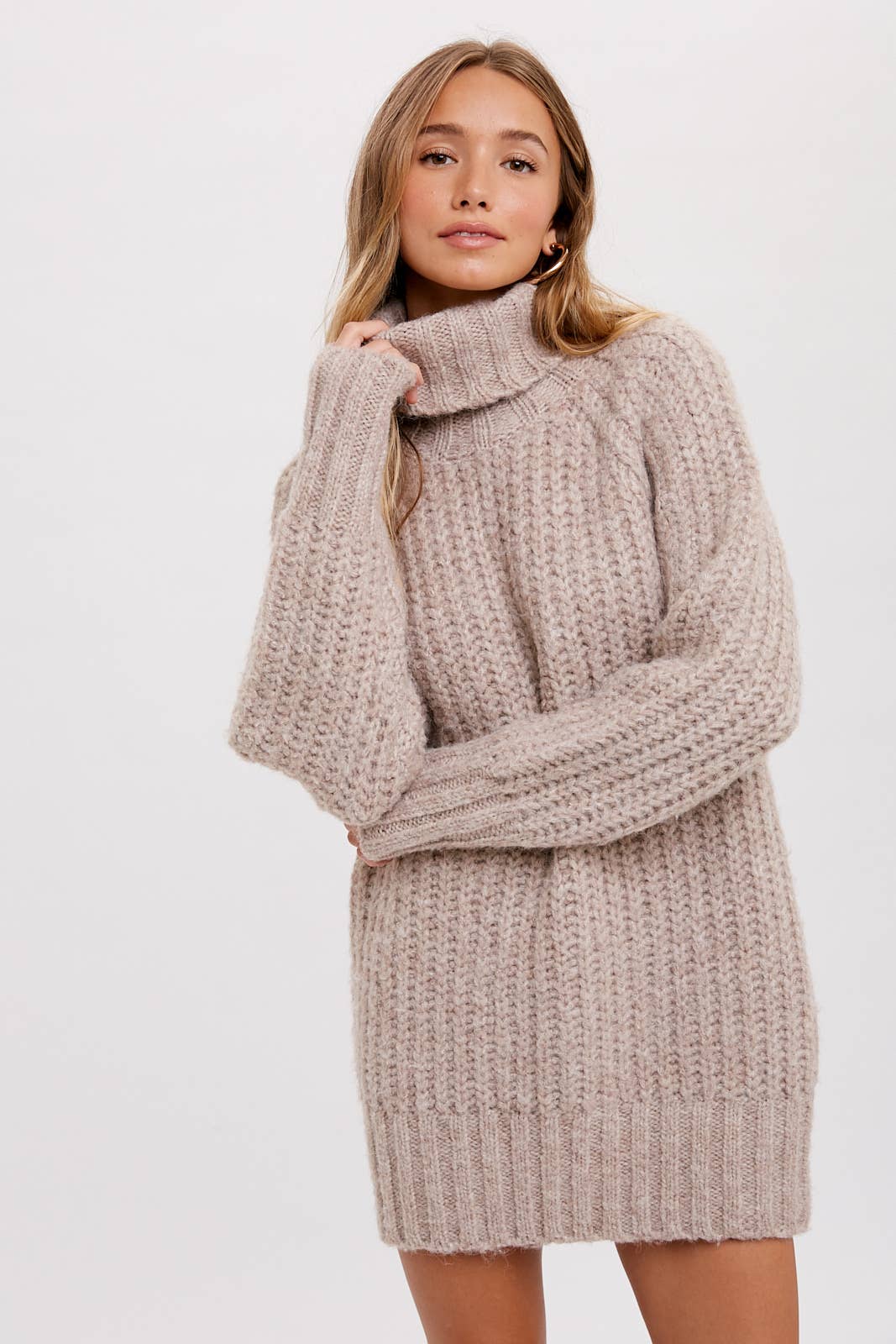 Chunky Turtleneck Tunic Sweater (2 colors)