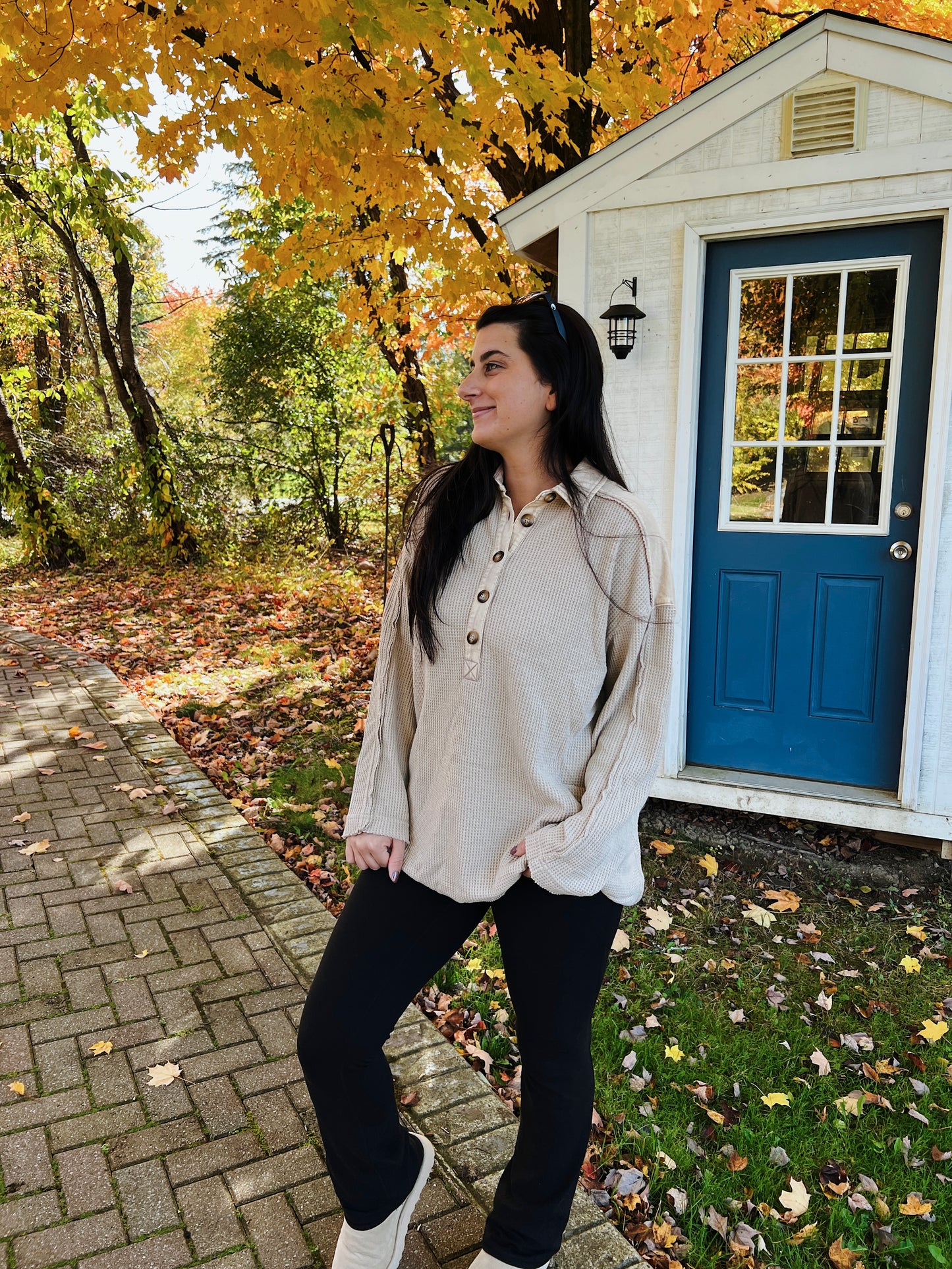 Oversized Thermal Henley Tunic - 1 LEFT!