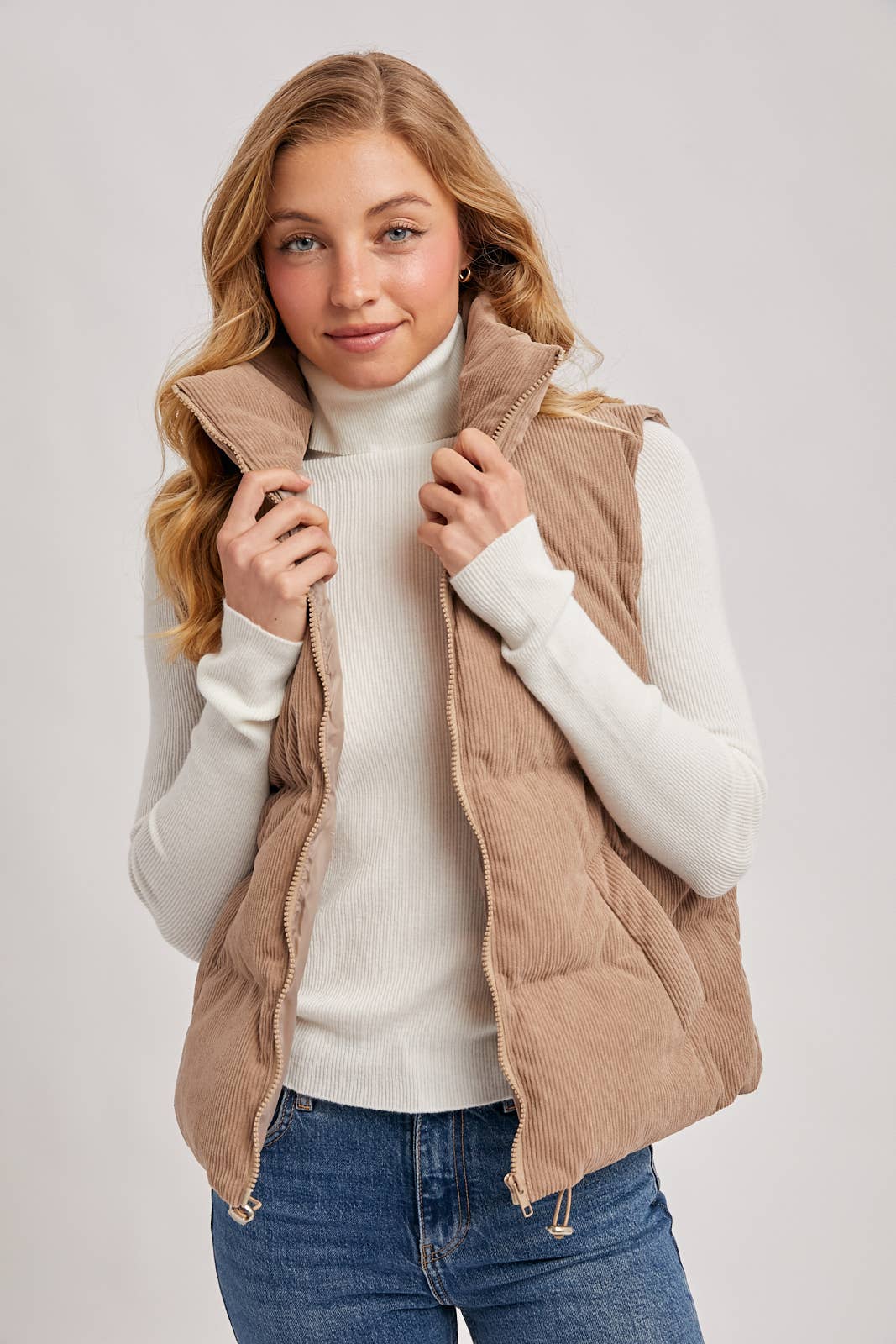 Corduroy Puffer Vest (Mocha)