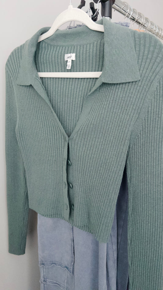 Aerie Ribbed Button Shirt - Size Medium