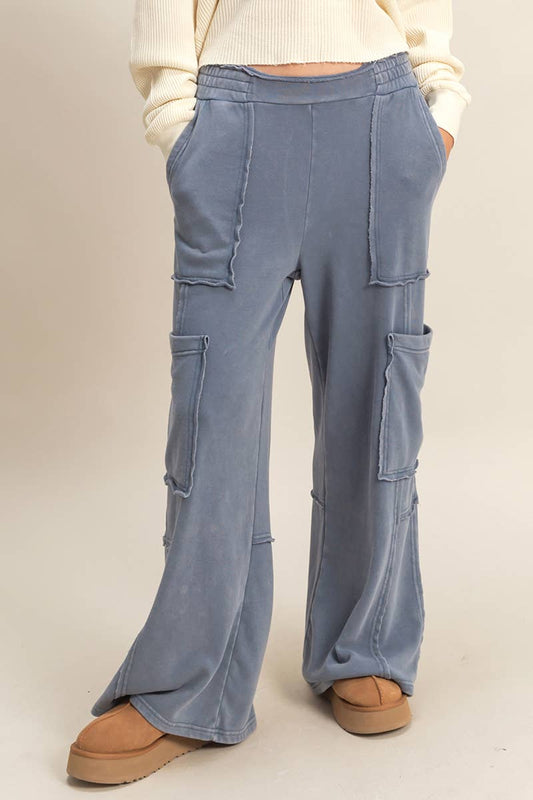 Mineral Washed Oversized Cargo Sweatpants