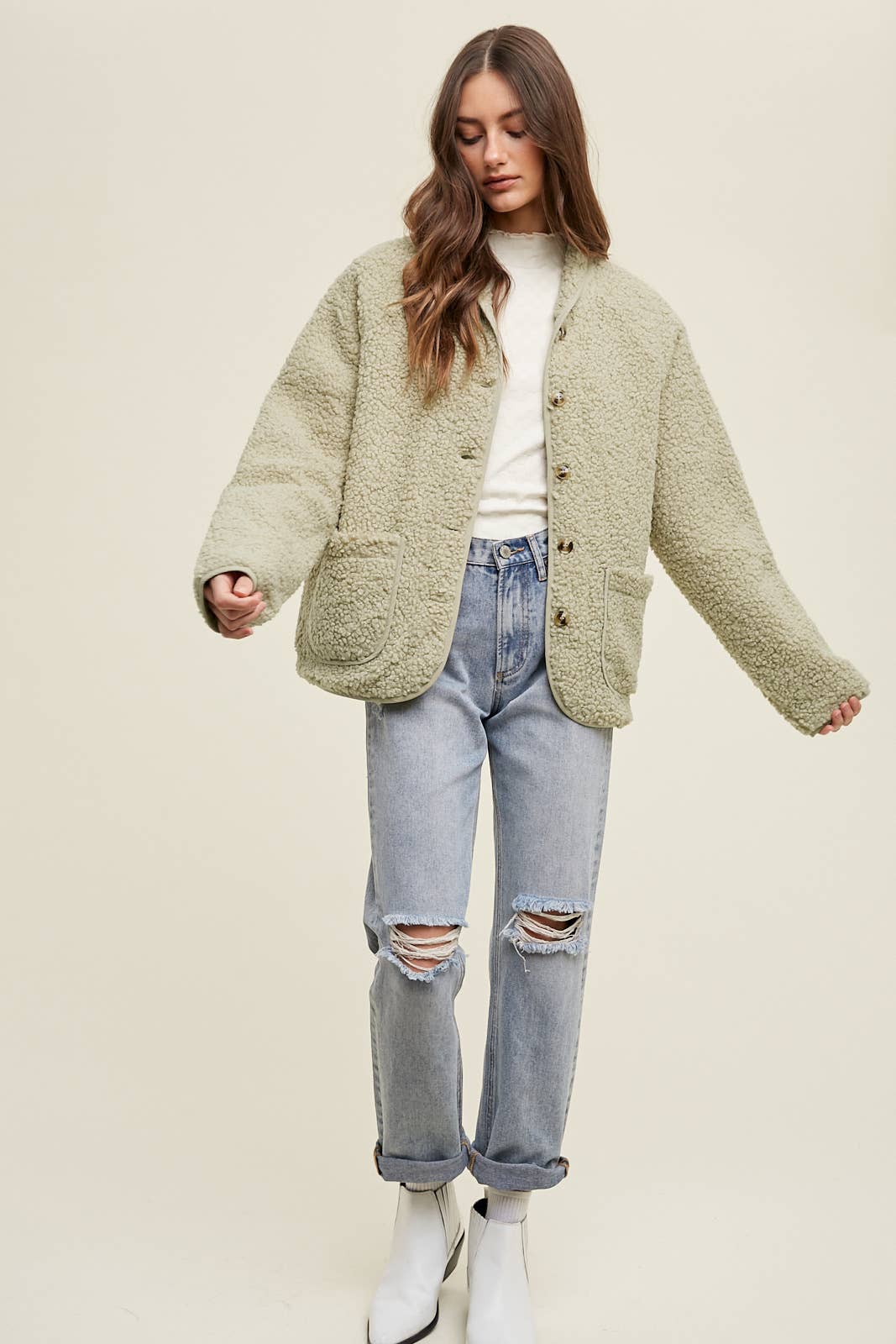 Sherpa Button Up Jacket - 2 LEFT!