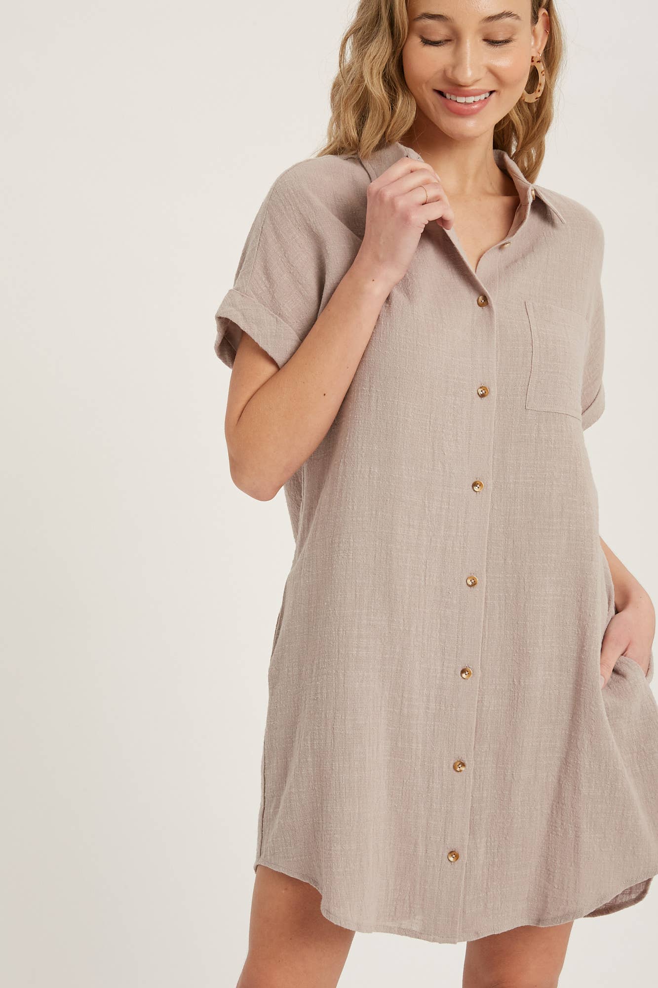 Classic Button T-Shirt Dress